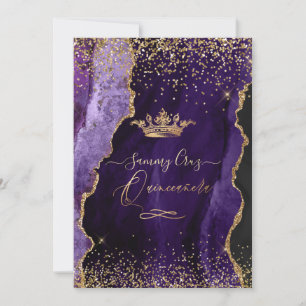 Invitation Quinceanera Aubergine Purple Agate Or Parties scin