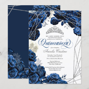 Invitation Quinceañera avec les Roses bleus de la Royal Navy 