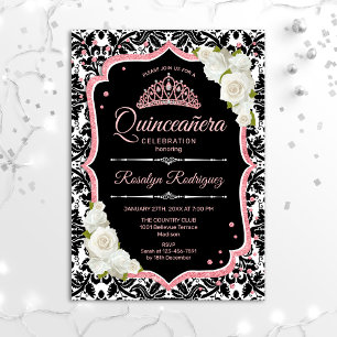 Invitation Quinceanera - Black Rose Gold