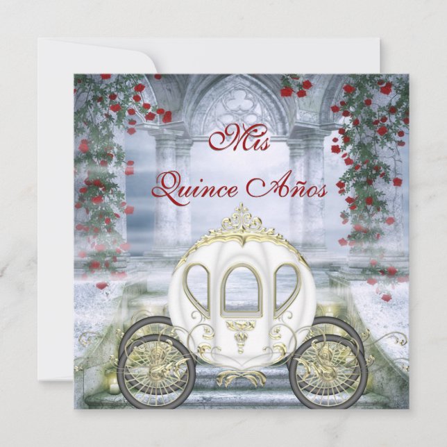 Invitation Quinceanera blanc de princesse Carriage Enchanted (Devant)