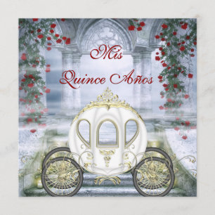 Invitation Quinceanera blanc de princesse Carriage Enchanted