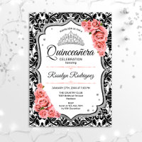 Quinceanera - Blanc Noir Damas Blush rose