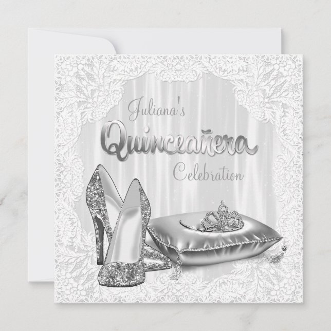 Invitation Quinceañera Blanche (Devant)