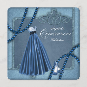Invitation Quinceanera bleu