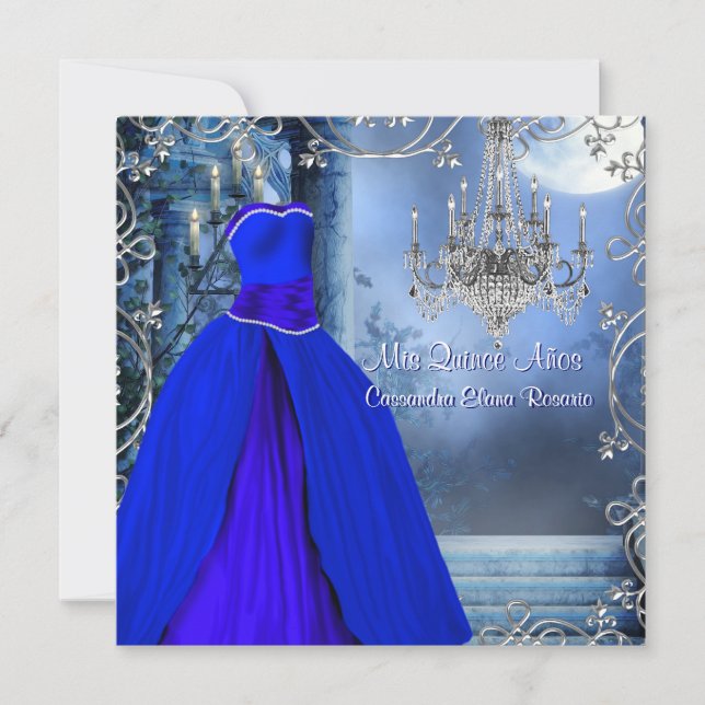 Invitation Quinceanera bleu de la Royal Navy (Devant)