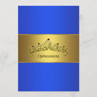Invitation Quinceanera Bleu et Or 15e Anniversaire