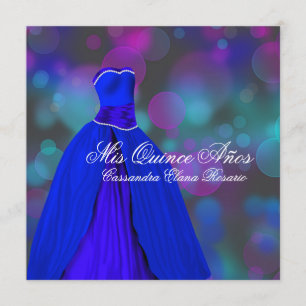 Invitation Quinceanera bleu rose violet de la Marine royale