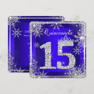 Invitation Quinceanera Bleu Royal 15e Élégant Anniversaire Él