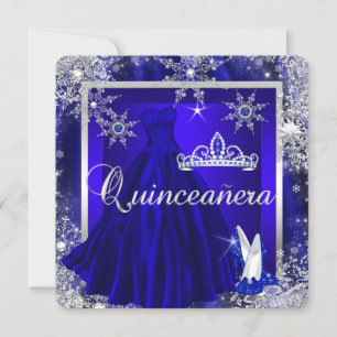 Invitation Quinceanera Bleu Royal 15e Élégante Fête d'anniver