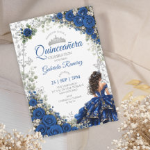 Quinceañera bleu royal papillons argentés