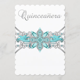 Invitation Quinceanera bleu turquoise