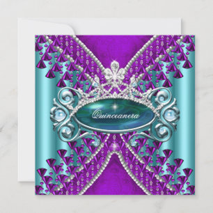 Invitation Quinceanera bleu Turquoise violet 15ème anniversai