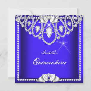 Invitation Quinceanera Blue Silver Diamond Party 15e 3
