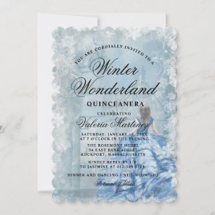 Invitation Quinceanera Blue Winter Wonderland Princesse