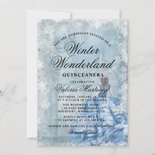 Invitation Quinceanera Blue Winter Wonderland Princesse
