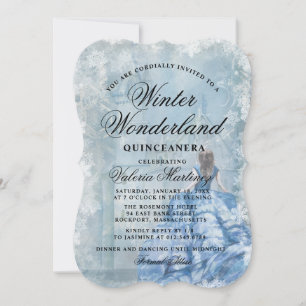 Invitation Quinceanera Blue Winter Wonderland Princesse
