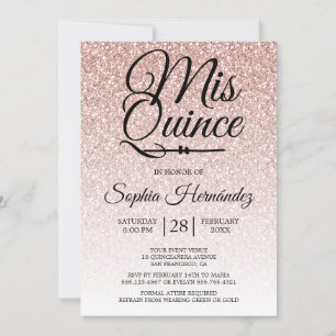 Invitation Quinceañera Blush Parties scintillant rose 15e ann