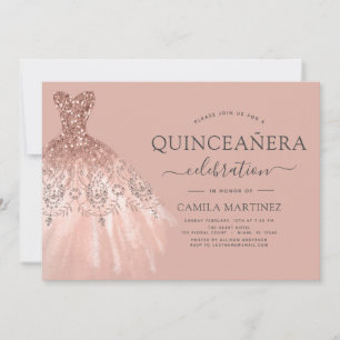 Invitation Quinceanera Blush Pink - Rose Parties scintillant