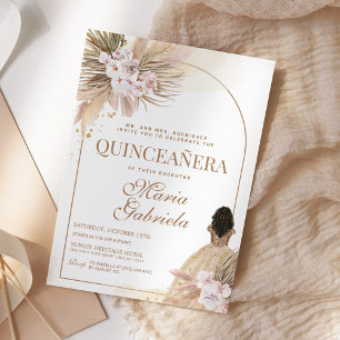 Invitation Quinceanera Boho Pampas Floral Mis Quince Anos