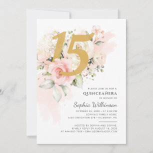 Invitation Quinceanera botanique florale 15e anniversaire