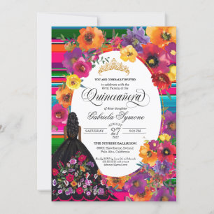 Invitation Quinceanera, broderie d'Huipil d'art populaire mex