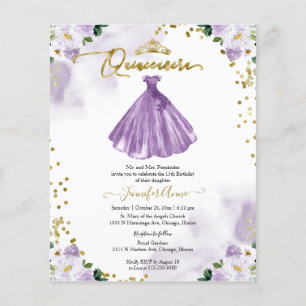 Invitation Quinceañera Budget Floral Bilingue