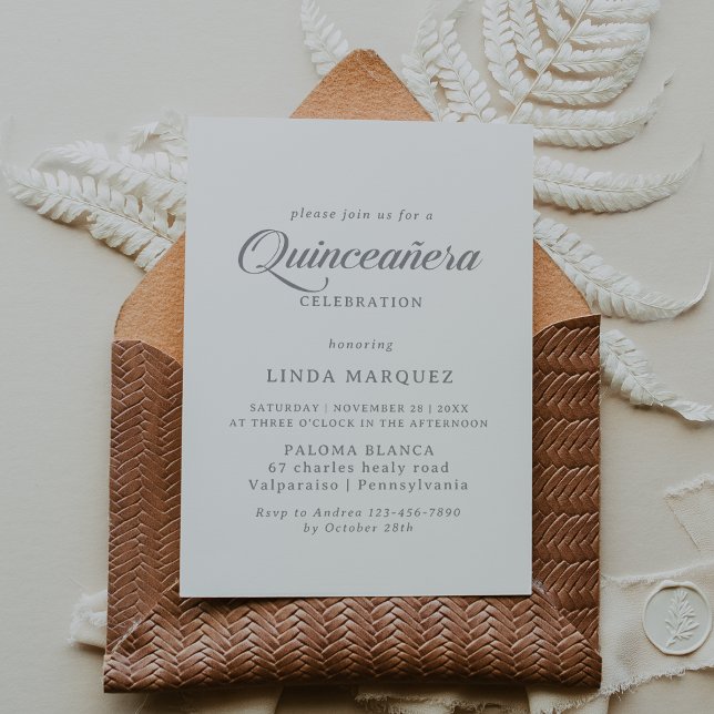 Invitation Quinceañera Calligraphie Chic Classique (Créateur téléchargé)