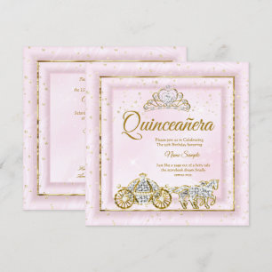 Invitation Quinceanera Cendrillon Rose Carrosse 2