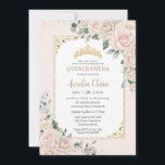 Invitation Quinceañera Champagne Blush Ivory Floral Gold<br><div class="desc">Personnalisez cette élégante Quinceanera / Sweet 16 Anniversaire avec son propre libellé facilement et rapidement, appuyez simplement sur le bouton customiser pour réorganiser et formater le style et le placement du texte. Objets correspondants disponibles en magasin. Tout le texte est modifiable. Peut être édité pour d'autres occasions. La couronne peut...</div>