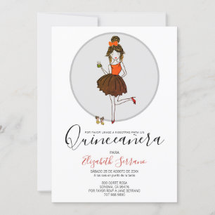 Invitation Quinceanera Chica en vestido de fiesta invitación