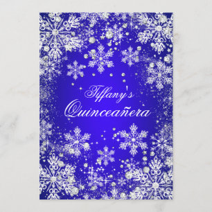 Invitation Quinceanera Ciel de Neige Bleu Hiver Merveilleux