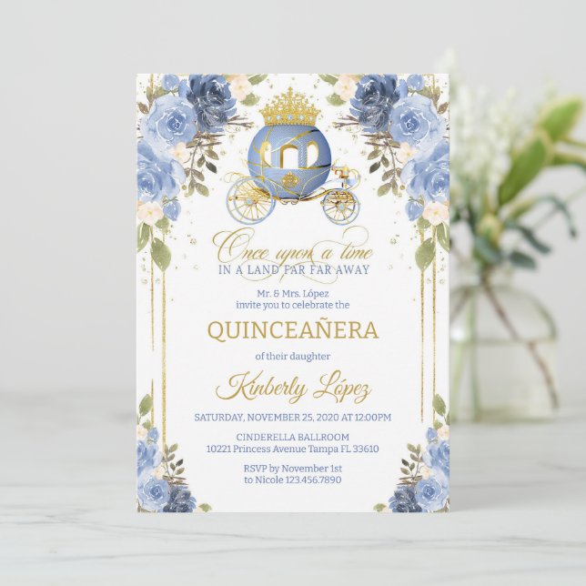 Invitation Quinceanera Cinderella Princess Carriage (Debout devant)