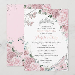 Invitation Quinceañera Cinderella Princess Poussiéreux Rose F