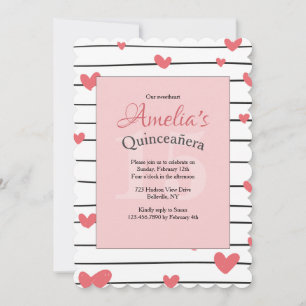Invitation Quinceañera Cœurs en Abondance