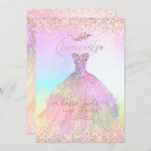 Invitation Quinceanera Cotton Bonbon Rose Or Princesse Couron