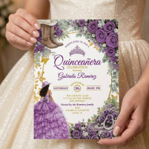 Quinceañera Country Western Roses Violettes Dorées