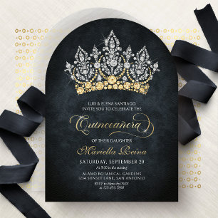 Invitation Quinceañera Couronne Diadème Diamant