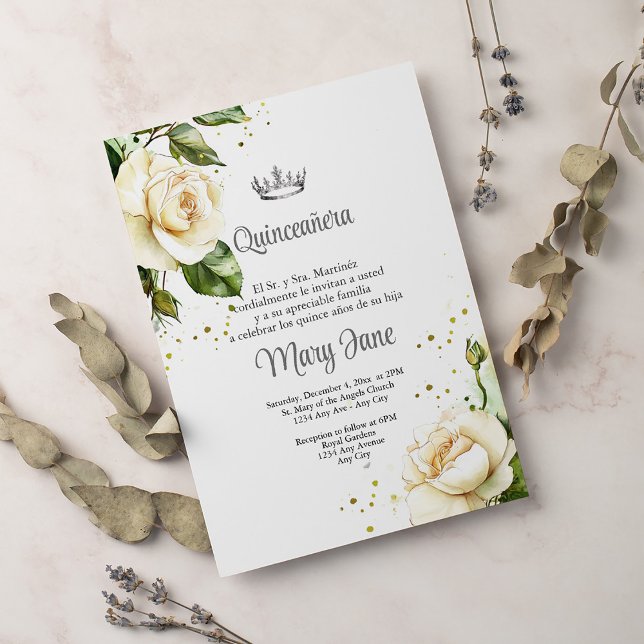 Invitation Quinceanera Couronne Parti espagnol (Créateur téléchargé)