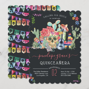 Invitation Quinceañera Crâne de Sucre Jour des Mor