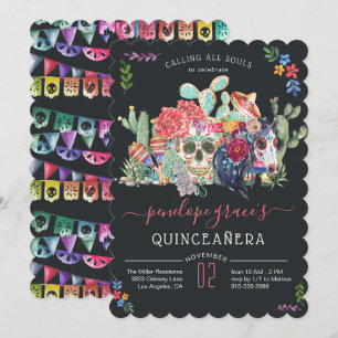 Invitation Quinceañera Crâne de Sucre Jour des Mor