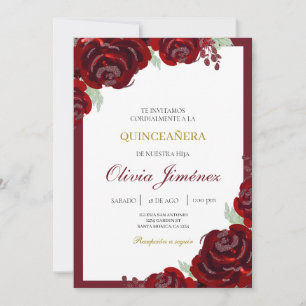 Invitation quinceañera de fleurs de Bourgogne