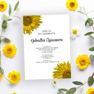 Invitation Quinceanera de tournesol jaune