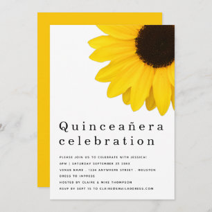Invitation Quinceanera de tournesol jaune rustique 15e annive