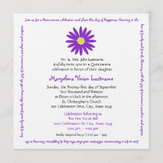 Invitation Quinceanera Délicieux Message de la marguerite Tex