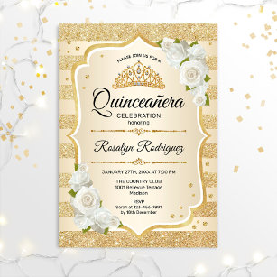 Invitation Quinceanera d'or
