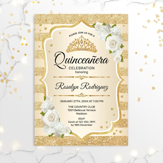 Invitation Quinceanera d'or (Créateur téléchargé)