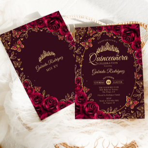 Invitation Quinceanera d'or de Bourgogne