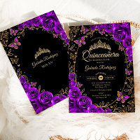 Quinceanera d'or noir violet