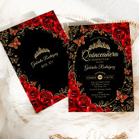 Quinceanera d'or rouge noir