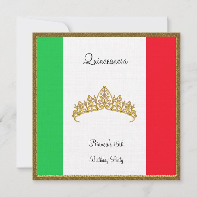 Invitation Quinceanera Drapeau Mexique (Devant)